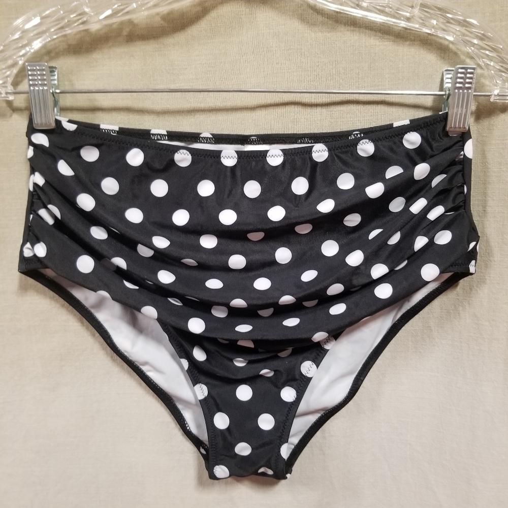 Black and white polka dot high waisted bikini